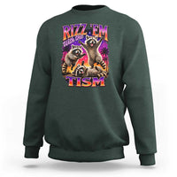 Rizz Em With The Tism Funny Raccoon Sweatshirt Trash Panda Vintage Bootleg Graphic
