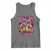 Rizz Em With The Tism Funny Raccoon Tank Top Trash Panda Vintage Bootleg Graphic