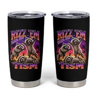 Rizz Em With The Tism Funny Raccoon Tumbler Cup Trash Panda Vintage Bootleg Graphic