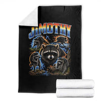 Jimothy the Raccoon Vintage 90s Bootleg Lightning Graphic Throw Blanket Viral Seattle Trash Panda