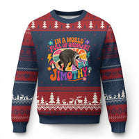In A World Full Of Ordinary Be A Jimothy Psychedelic Style Ugly Christmas Sweater Retro Groovy Seattle Raccoon Legend Graphic