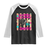 In A World Full Of Ordinary Be A Jimothy Preppy Style Raglan Shirt Cute Y2K Pop Seattle Raccoon Legend Graphic