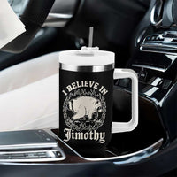 I Believe In Jimothy the Seattle Raccoon Tumbler With Handle Flaming Circle Vintage Feral Legend Trash Panda Supporter