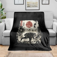 Jimothy the Raccoon Japanese Ukiyo-e Style Vintage Graphic Throw Blanket Viral Seattle Trash Panda Feral Legend Supporter