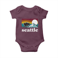 Seattle WA Mountains Jimothy the Raccoon Graphic Baby Onesie Retro Vintage Sunset Viral Trash Panda Feral Legend