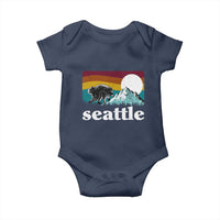 Seattle WA Mountains Jimothy the Raccoon Graphic Baby Onesie Retro Vintage Sunset Viral Trash Panda Feral Legend