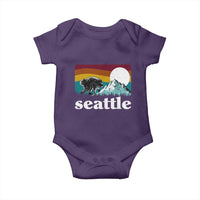 Seattle WA Mountains Jimothy the Raccoon Graphic Baby Onesie Retro Vintage Sunset Viral Trash Panda Feral Legend