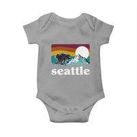 Seattle WA Mountains Jimothy the Raccoon Graphic Baby Onesie Retro Vintage Sunset Viral Trash Panda Feral Legend