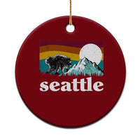 Seattle WA Mountains Jimothy the Raccoon Graphic Ceramic Ornament Retro Vintage Sunset Viral Trash Panda Feral Legend