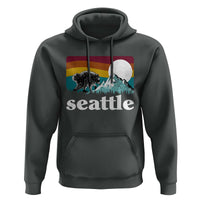 Seattle WA Mountains Jimothy the Raccoon Graphic Hoodie Retro Vintage Sunset Viral Trash Panda Feral Legend