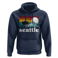 Seattle WA Mountains Jimothy the Raccoon Graphic Hoodie Retro Vintage Sunset Viral Trash Panda Feral Legend