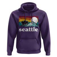 Seattle WA Mountains Jimothy the Raccoon Graphic Hoodie Retro Vintage Sunset Viral Trash Panda Feral Legend