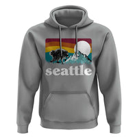 Seattle WA Mountains Jimothy the Raccoon Graphic Hoodie Retro Vintage Sunset Viral Trash Panda Feral Legend
