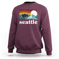 Seattle WA Mountains Jimothy the Raccoon Graphic Sweatshirt Retro Vintage Sunset Viral Trash Panda Feral Legend
