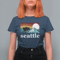 Seattle WA Mountains Jimothy the Raccoon Graphic T Shirt For Women Retro Vintage Sunset Viral Trash Panda Feral Legend