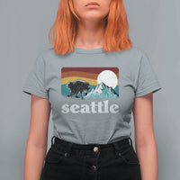 Seattle WA Mountains Jimothy the Raccoon Graphic T Shirt For Women Retro Vintage Sunset Viral Trash Panda Feral Legend
