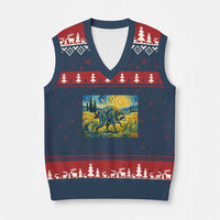 Jimothy Viral Seattle Raccoon Starry Night Style Graphic V-Neck Knit Sweater Vest Trash Panda Feral Legend Supporter