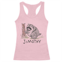 Jimothy Funny Viral Seattle Raccoon Crayon Drawing Graphic Racerback Tank Top Trash Panda Feral Legend Supporter
