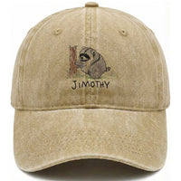 Jimothy Funny Viral Seattle Raccoon Crayon Drawing Graphic Washed Cotton Baseball Cap Trash Panda Feral Legend Supporter