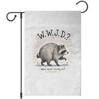 What Would Jimothy Do WWJD Funny Parody Garden Flag Viral Seattle Raccoon Meme Feral Legend Humor