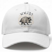 What Would Jimothy Do WWJD Funny Parody Baseball Cap Viral Seattle Raccoon Meme Feral Legend Humor