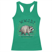 What Would Jimothy Do WWJD Funny Parody Racerback Tank Top Viral Seattle Raccoon Meme Feral Legend Humor