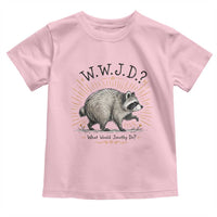 What Would Jimothy Do WWJD Funny Parody Toddler T Shirt Viral Seattle Raccoon Meme Feral Legend Humor