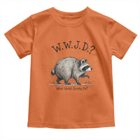 What Would Jimothy Do WWJD Funny Parody Toddler T Shirt Viral Seattle Raccoon Meme Feral Legend Humor