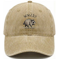 What Would Jimothy Do WWJD Funny Parody Washed Cotton Baseball Cap Viral Seattle Raccoon Meme Feral Legend Humor