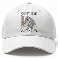 Jimothy Short Spine Doing Fine Inspirational Baseball Cap Viral Seattle Raccoon Crayon Drawing Graphic