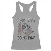 Jimothy Short Spine Doing Fine Inspirational Racerback Tank Top Viral Seattle Raccoon Crayon Drawing Graphic