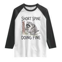 Jimothy Short Spine Doing Fine Inspirational Raglan Shirt Viral Seattle Raccoon Crayon Drawing Graphic