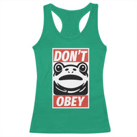 Don't Obey Portland Frog Racerback Tank Top Protest Parody Poster Graphic - Wonder Print Shop