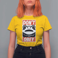 Don't Obey Portland Frog T Shirt For Women Protest Parody Poster Graphic - Wonder Print Shop