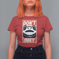 Don't Obey Portland Frog T Shirt For Women Protest Parody Poster Graphic - Wonder Print Shop