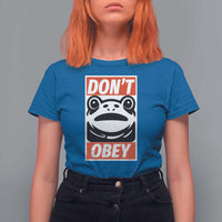Don't Obey Portland Frog T Shirt For Women Protest Parody Poster Graphic - Wonder Print Shop