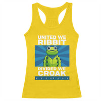 Patriotic Protest Portland Frog Racerback Tank Top United We Ribbit Divided We Croak Resist - Wonder Print Shop