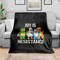 Portland Protest Inflatable Mascot Parade Throw Blanket Joy Is Resistance Resist Frog Shark Chicken Dino - Wonder Print Shop