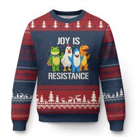 Portland Protest Inflatable Mascot Parade Ugly Christmas Sweater Joy Is Resistance Resist Frog Shark Chicken Dino - Wonder Print Shop