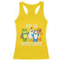 Portland Protest Inflatable Mascot Parade Racerback Tank Top Joy Is Resistance Resist Frog Shark Chicken Dino - Wonder Print Shop