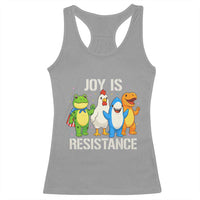 Portland Protest Inflatable Mascot Parade Racerback Tank Top Joy Is Resistance Resist Frog Shark Chicken Dino - Wonder Print Shop