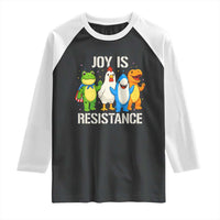 Portland Protest Inflatable Mascot Parade Raglan Shirt Joy Is Resistance Resist Frog Shark Chicken Dino - Wonder Print Shop