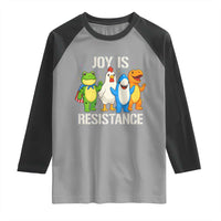 Portland Protest Inflatable Mascot Parade Raglan Shirt Joy Is Resistance Resist Frog Shark Chicken Dino - Wonder Print Shop
