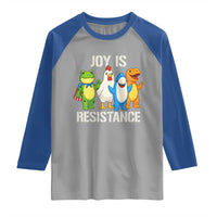 Portland Protest Inflatable Mascot Parade Raglan Shirt Joy Is Resistance Resist Frog Shark Chicken Dino - Wonder Print Shop