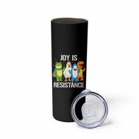 Portland Protest Inflatable Mascot Parade Skinny Tumbler Joy Is Resistance Resist Frog Shark Chicken Dino - Wonder Print Shop