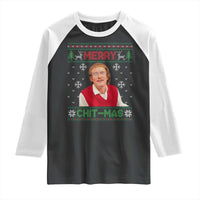 Funny Chit Christmas Merry Chit-Mas Raglan Shirt Retro Holiday Humor - Wonder Print Shop