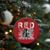 Red Friday Christmas Ornament R.E.D Until They All Come Home Support Troops Military Combat Boots - Wonder Print Shop