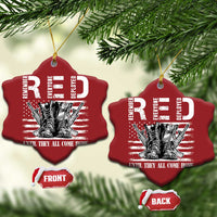 Red Friday Christmas Ornament R.E.D Until They All Come Home Support Troops Military Combat Boots - Wonder Print Shop