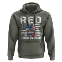 Red Friday Hoodie R.E.D Remember Everyone Deployed American Flag Messy Bun - Wonder Print Shop