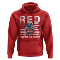 Red Friday Hoodie R.E.D Remember Everyone Deployed American Flag Messy Bun - Wonder Print Shop